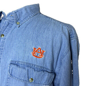 Auburn University Tigers Denim Button Down, Vintage, Sz L, In the Zone Brand